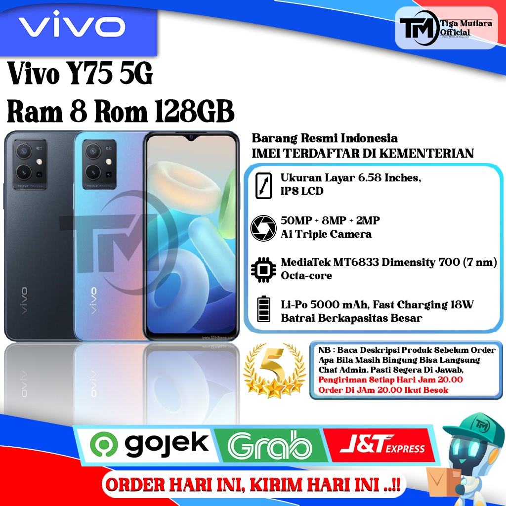 Jual Vivo Y75 5G Ram 8 Rom 128GB Segel Original & Bergaransi Resmi ...