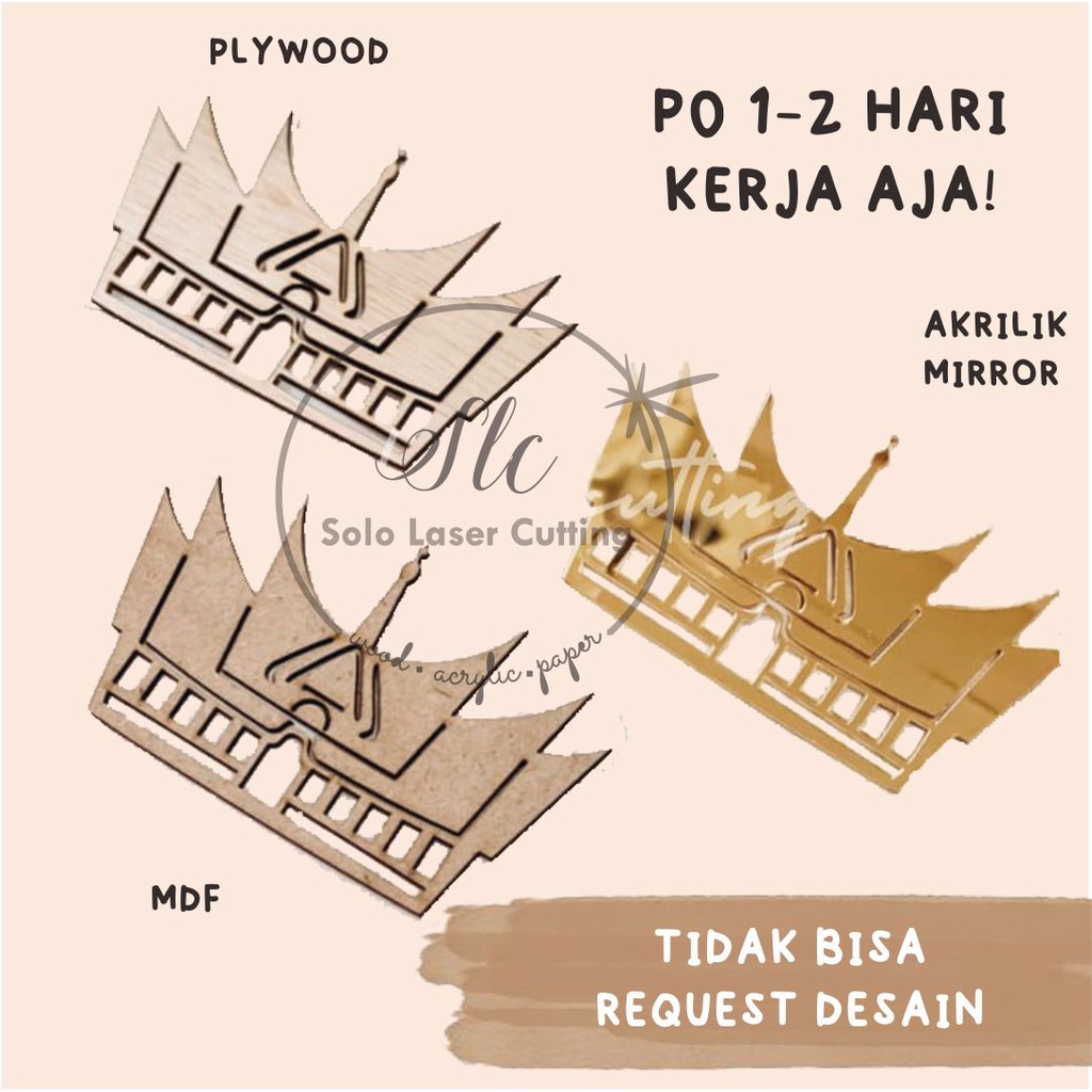 Jual AKRILIK Rumah Gadang CHIPBOARD Bahan Akrilik Hiasan Mahar