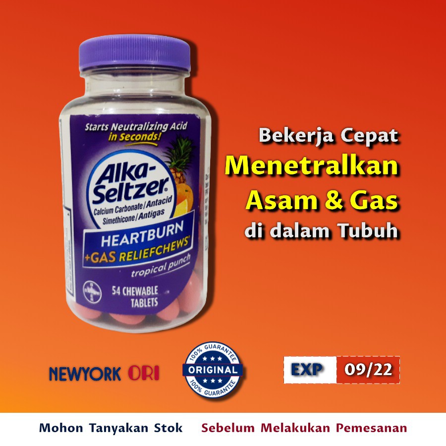 Jual Alka-Seltzer Heartburn + Gas Reliefchews Tropical Punch, 54 ...