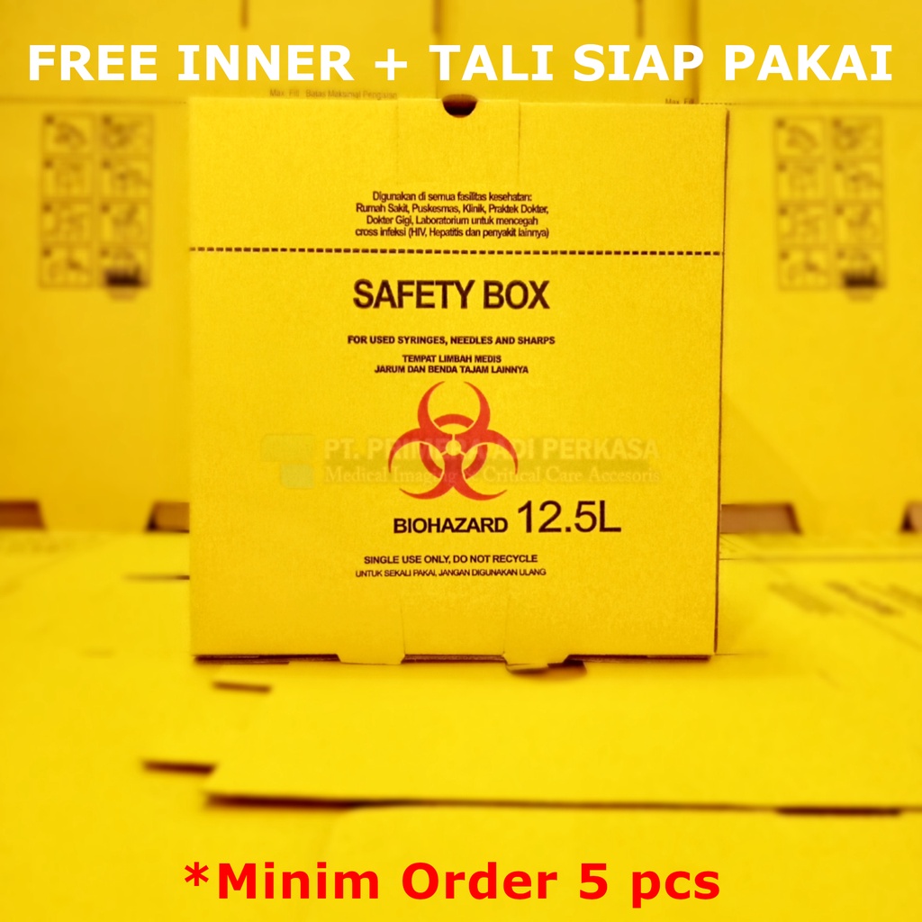 Jual Safety Box Medis 12 5 Liter Biohazard Inner+Tali Tempat Limbah