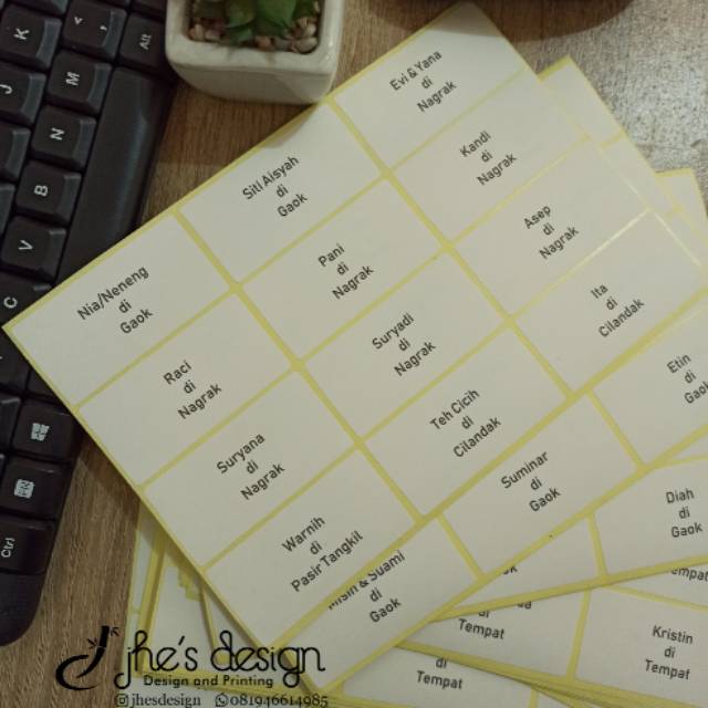 Jual Print Label Nama Label Undangan Shopee Indonesia 8161