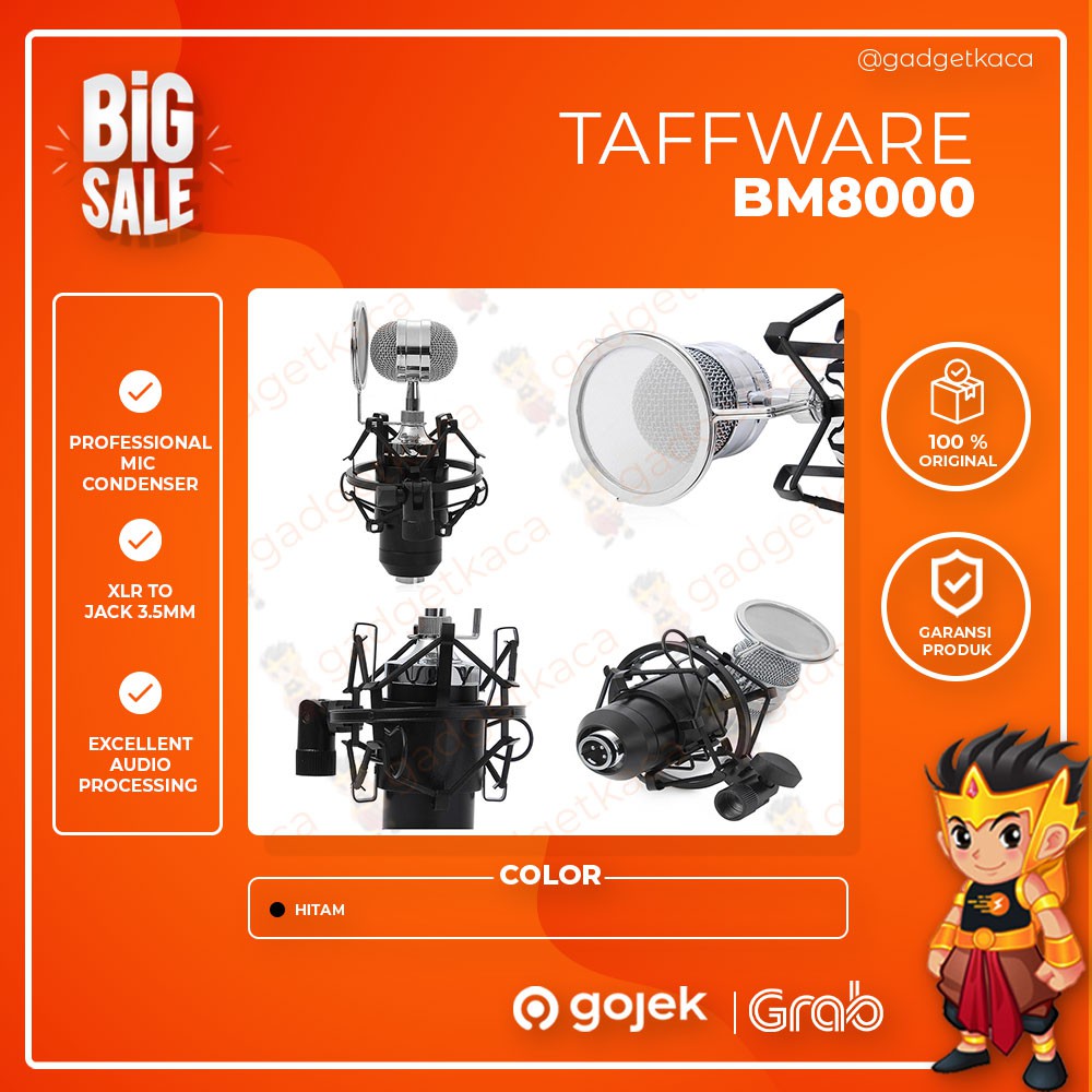 Jual Microfon Kondensor BM8000 Taffware Profesional Microphone ...