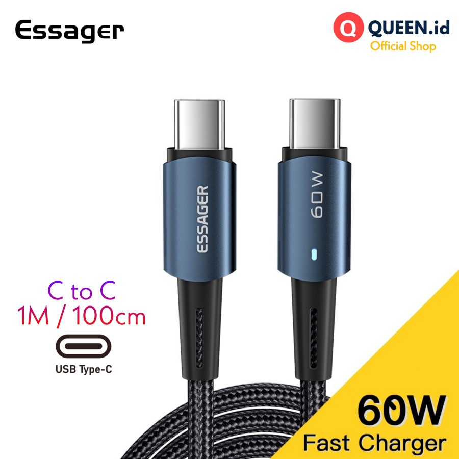Jual Essager Kabel Data Charger USB TYPE C TO C 60W 1M - 100cm Fast ...