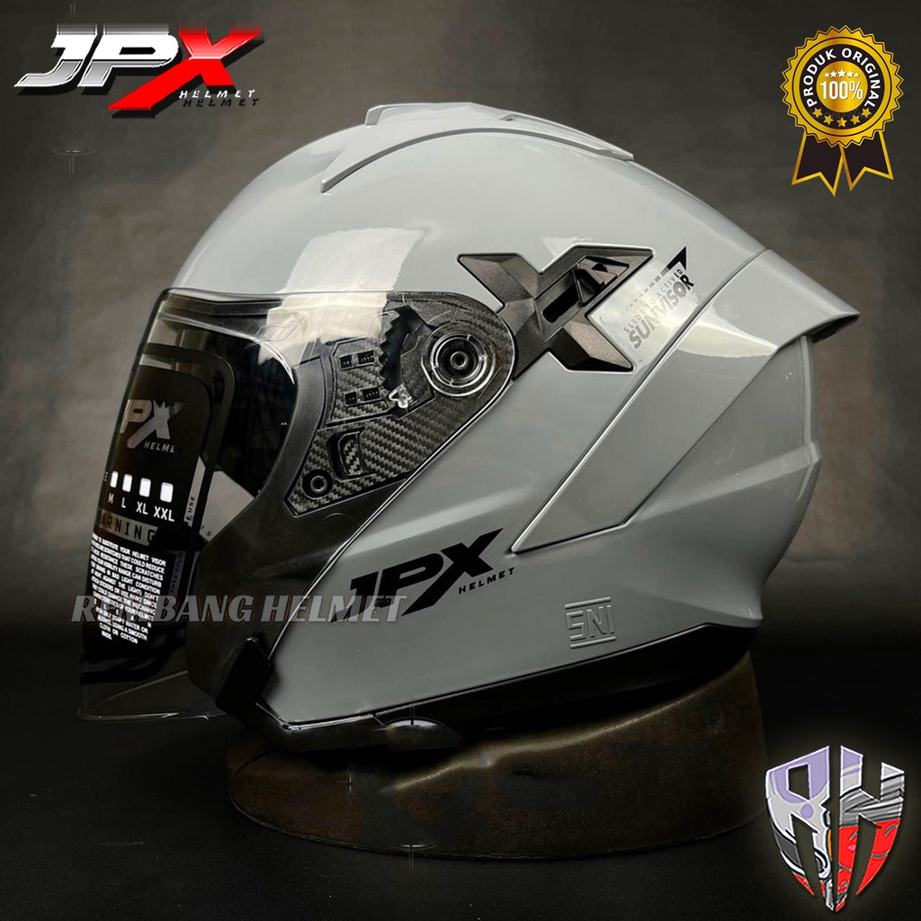 Jual HELM JPX NOVA X HALF FACE JPX DOUBLE VISOR SOLID DARK GREY GLOSSY