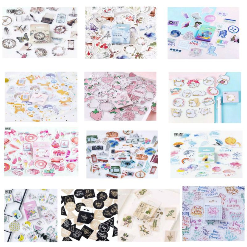Jual 45 Pcs Stiker Desain Kawai Lucu Model DIY For Scrapbook | Shopee ...