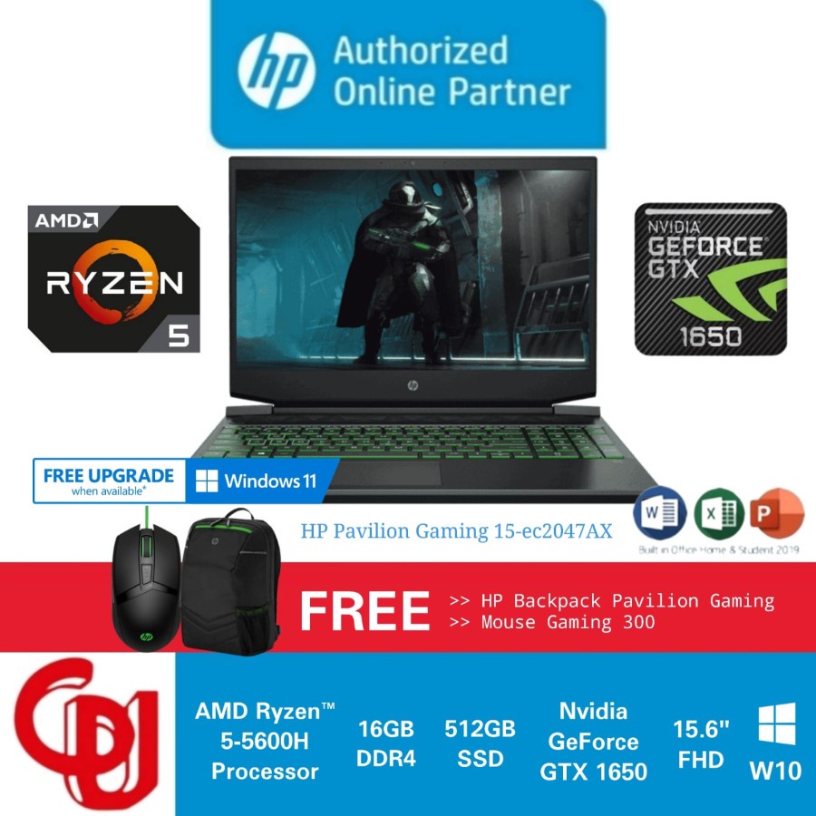 Jual Hp Pavilion Gaming 15 Ec2047ax Ryzen 5 5600h 16gb 512ssd Gtx1650 4gb Shopee Indonesia 