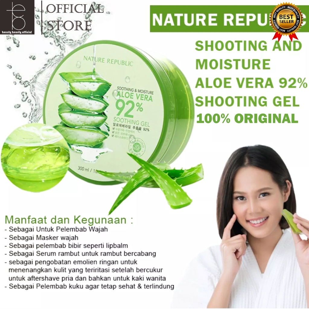 Jual NATURE REPUBLIC ALOE VERA 92 SOOTHING GEL 300ML ORIGINAL ALOEVERA MASKER PELEMBAB WAJAH