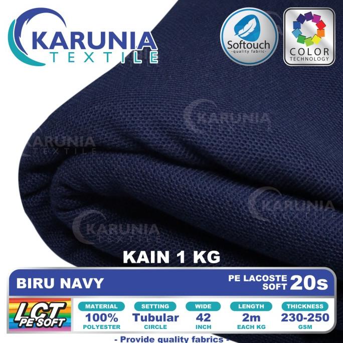 Jual Pe Lacoste 20s Biru Navy Kain Kaos Karunia Textile Shopee