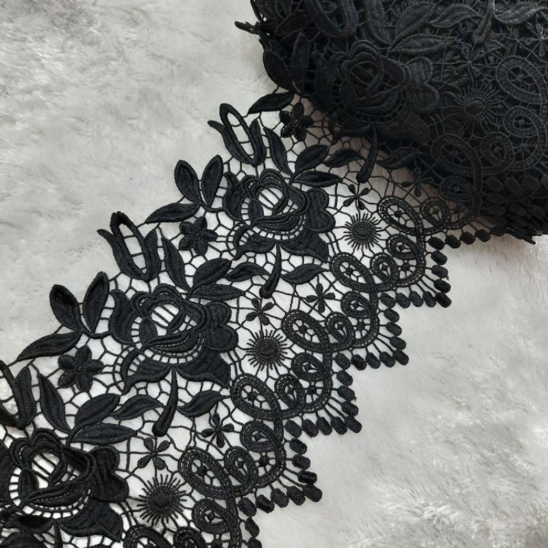 Jual Renda Bordir Hitam (Harga Per 50CM) Termurah | Shopee Indonesia