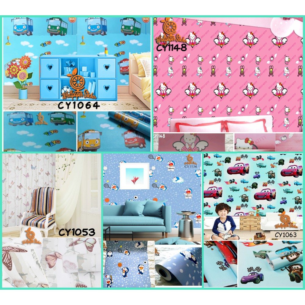 Jual Wallpaper Dinding Kamar Tidur Anak Stiker Dinding Motif Kartun