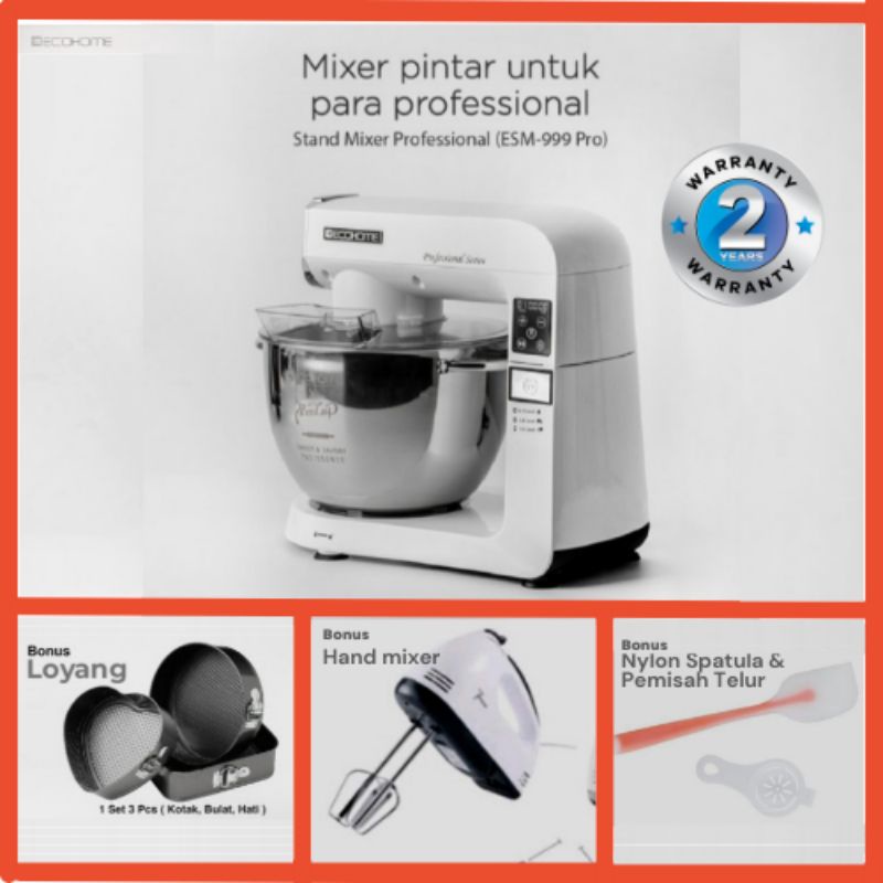 Jual STAND MIXER HEAVY DUTY PROFESSIONAL SERIES ECOHOME ESM999 PRO 8L