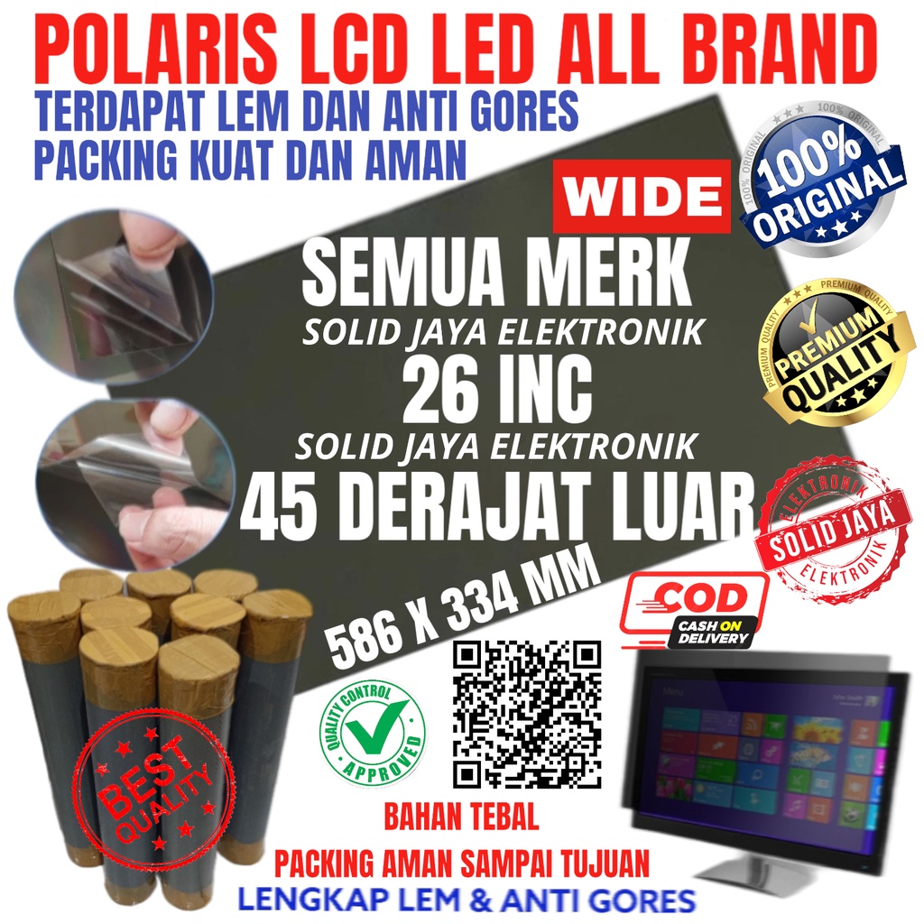 Jual POLARIS LCD 26 INC 45 DERAJAT WIDE LAPISAN LUAR POLARISER ...