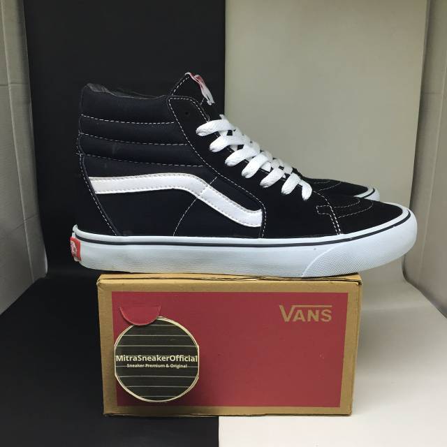 Sepatu Vans SK8 HI Classics Black White BNIB Original