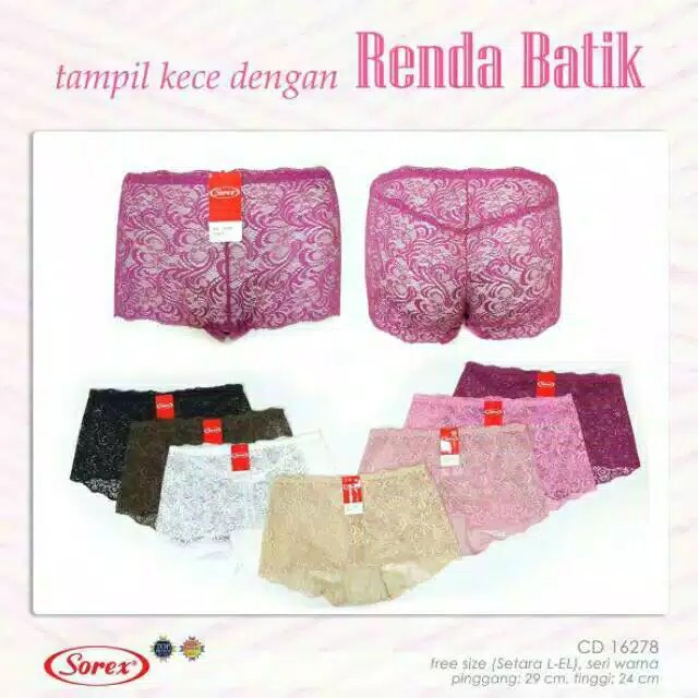 Jual Original Celana Dalam Wanita Seksi Brokat Batik Lembut Sorex 16278 Garansi Termurah 1747