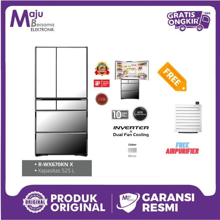 Jual Hitachi RWX670KN X Kulkas Refrigerator Multi Door 670L Japan