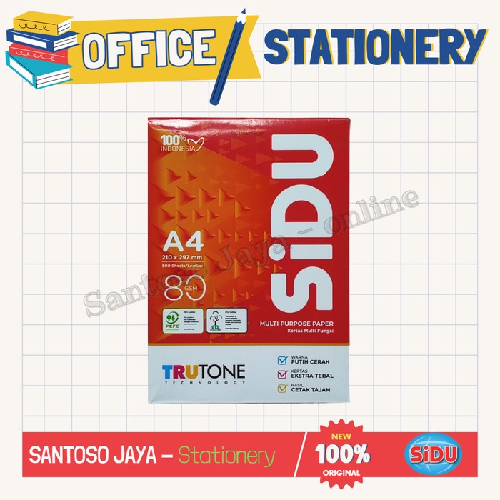 Jual Kertas Hvs Sidu A4 80 Gsm Hvs Sidu A 4 80 Gram 210 X 297 Mm 1