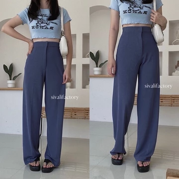 SIVALI Cozie Pants Highwaist Cullote Pants Rib Knit Pants Celana Kulot Wanita Petite Friendly