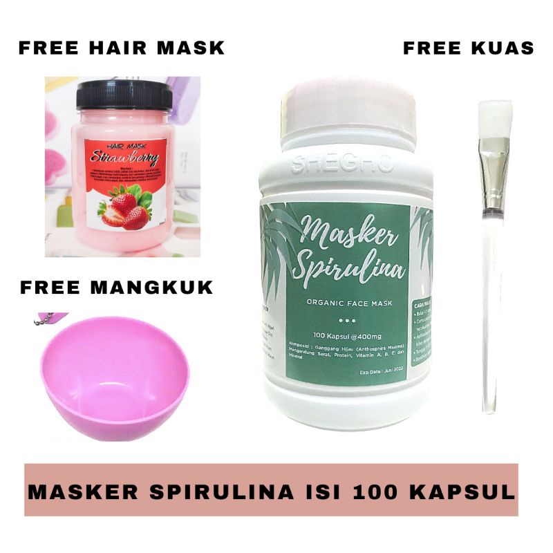 Jual Paket Komplit Masker Spirulina 100 Kapsul - Free ( Hair Mask ...