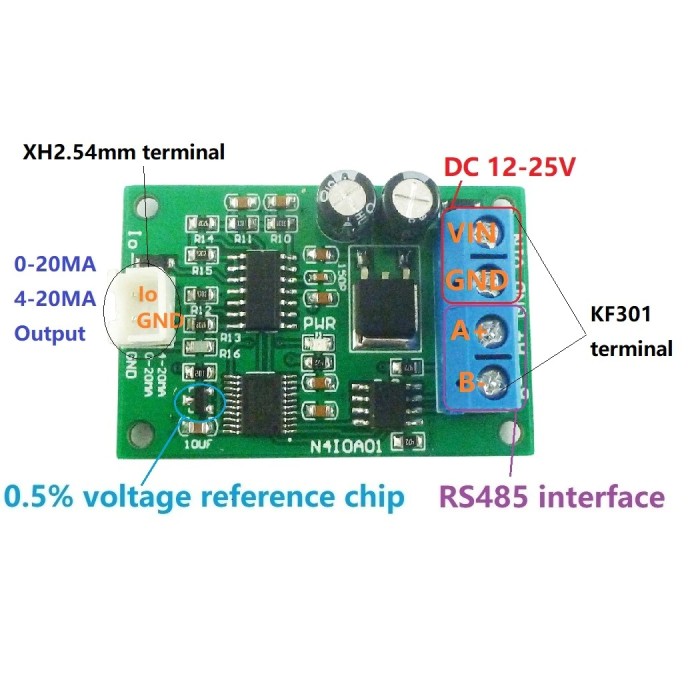 Jual DC 12V DAC Converter RS485 to 4-20MA/0-20MA Current Signal ...