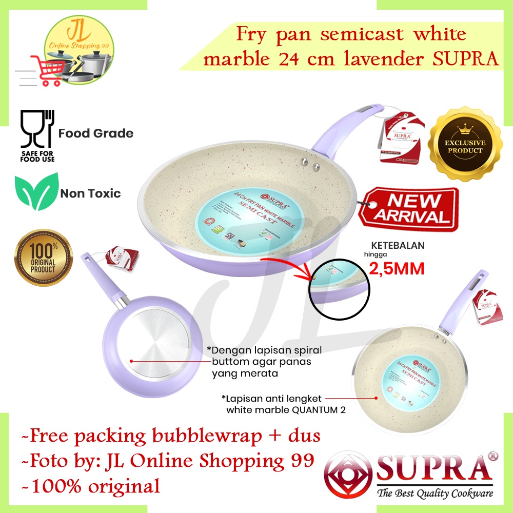 Jual Supra Fry Pan Cm Semi Cast White Marble Pastel Lavender Panci