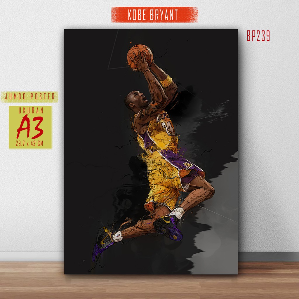 Jual Jumbo Poster Kobe Bryant Gambar Sketsa Pemain Bola Basket La