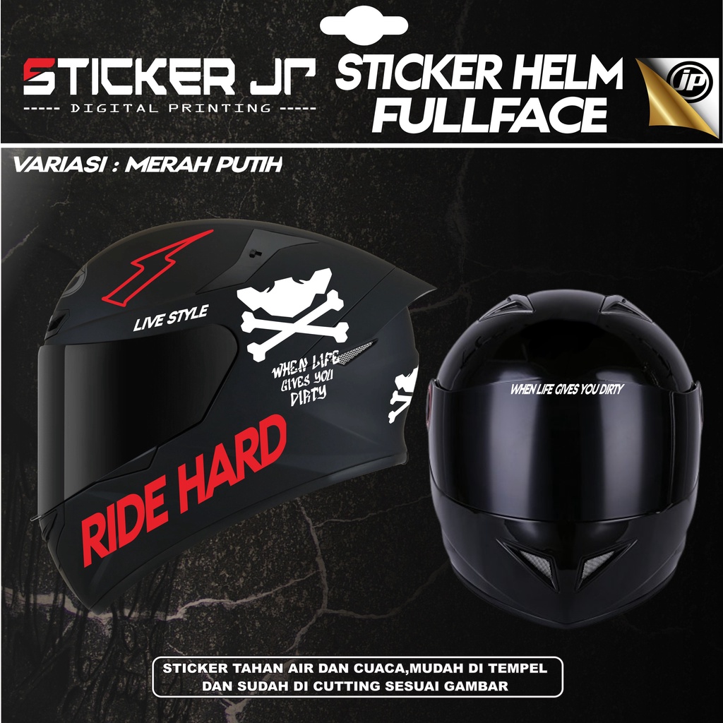 Jual Stiker Helm Full Face - Cutting Sticker helem FullFace Ride Hard ...