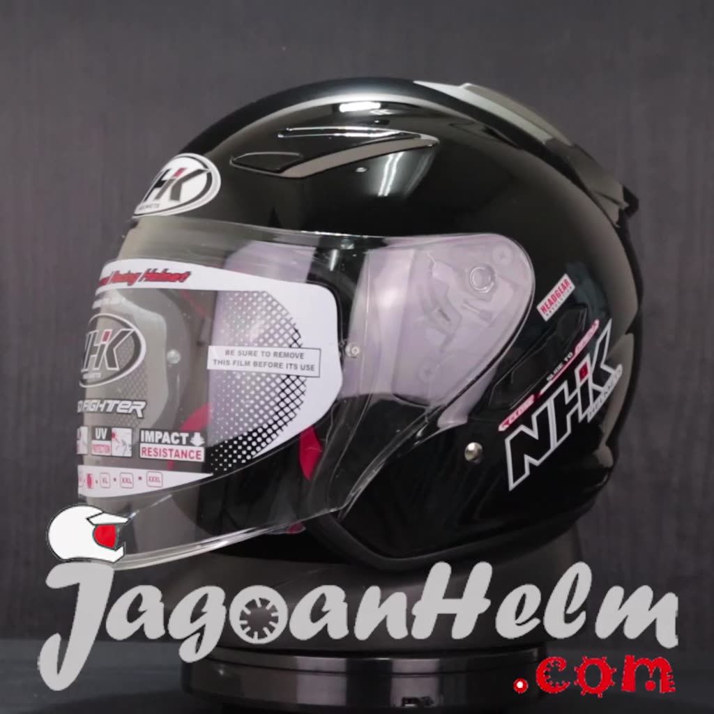 Jual NHK HELM R1 SOLID | BLACK GLOSSY | R-1 DOUBLE VISOR | Shopee Indonesia