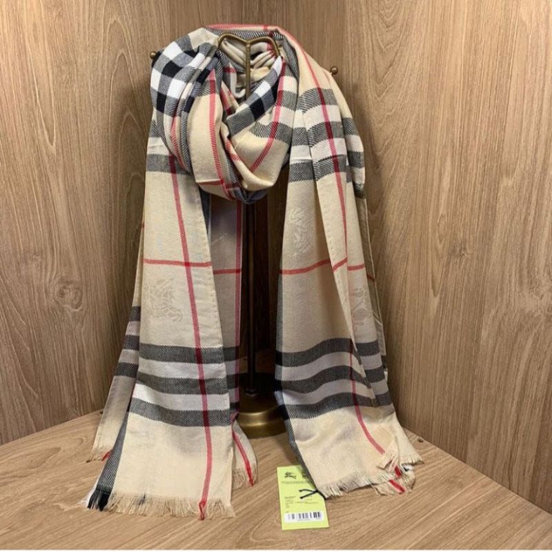 Jual Syal Burberry silk Pashmina motif Fashion Wanita elegan Scarf elegan selendang selempang shawl wanita modern Shopee Indonesia