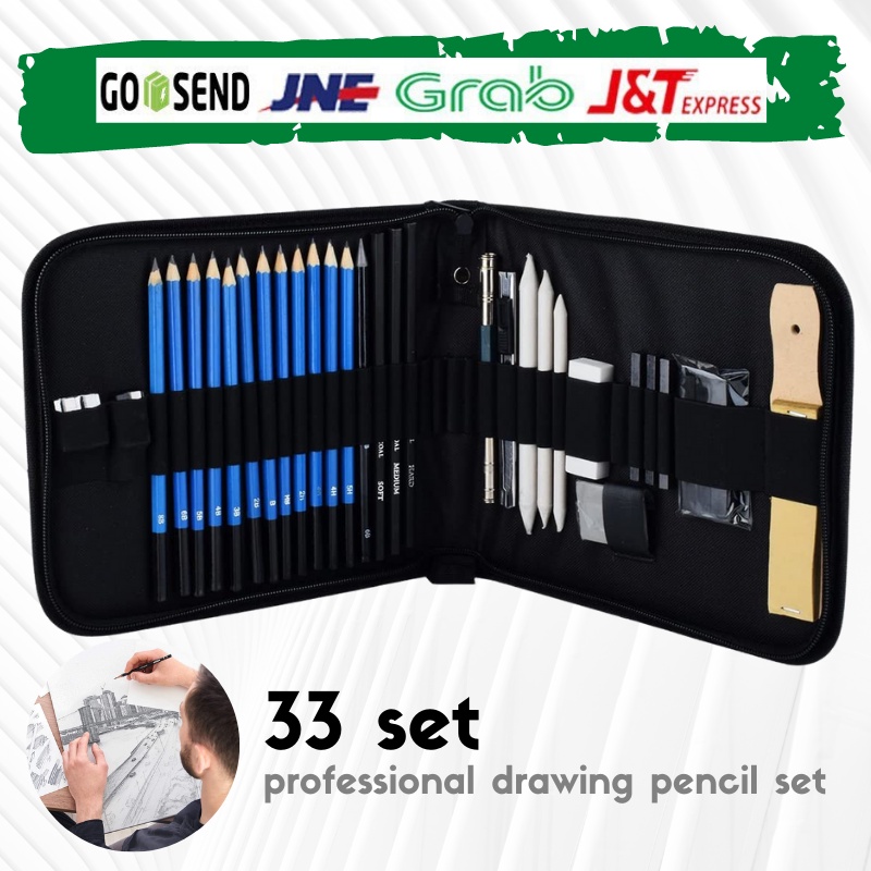 Jual Termurah 33pcs Set Pensil Pisau Penghapus Dan Pensil Gambar Untuk