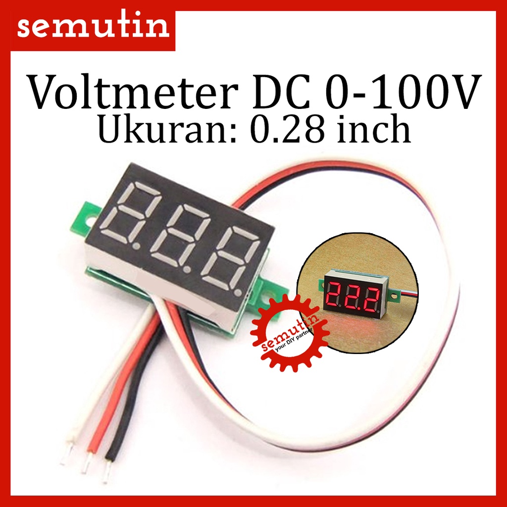 Jual Digital Voltmeter DC 0-100V Mini 0.28 inch / Volt Meter Detector ...