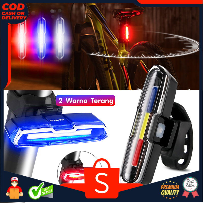 Jual Lampu Belakang Sepeda 3 Warna Terang LED 8 Modes USB Rechargeable ...