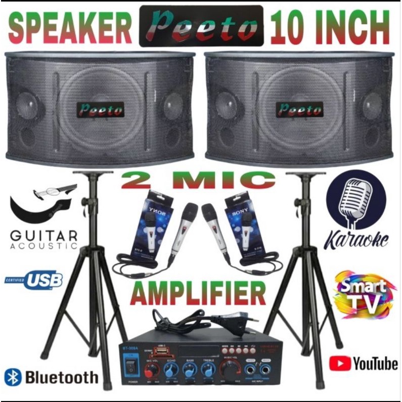 Jual Promo Paket Sound System Karaoke PEETO 10 Inch Ampli Bluetooth 2 ...