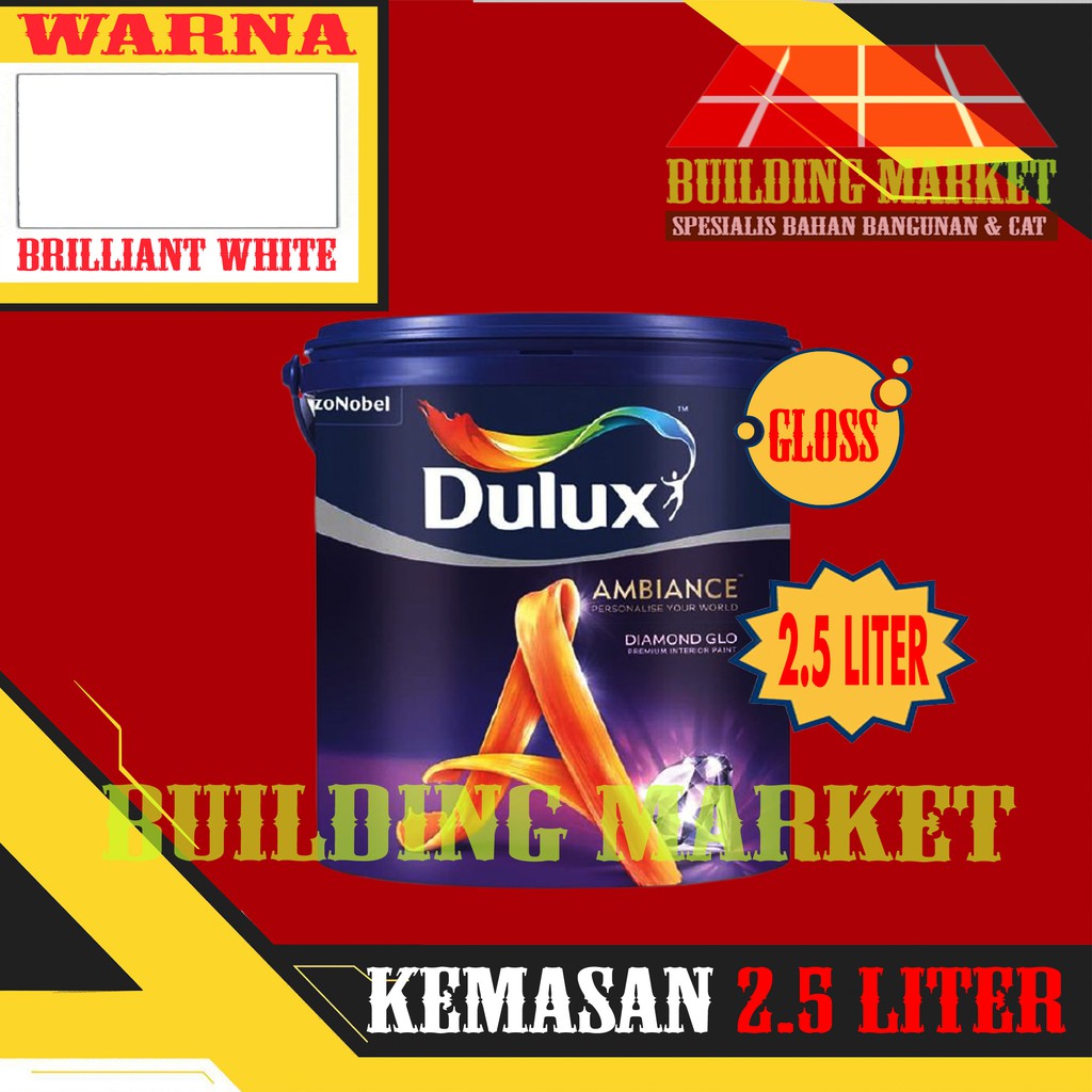 Jual CAT TEMBOK DULUX AMBIANCE DIAMOND GLO INTERIOR BRILLIANT WHITE 2.5