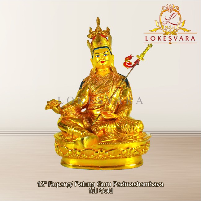 Jual Patung Rupang Arca Logam Padmasambhava Inch Full Gold Shopee