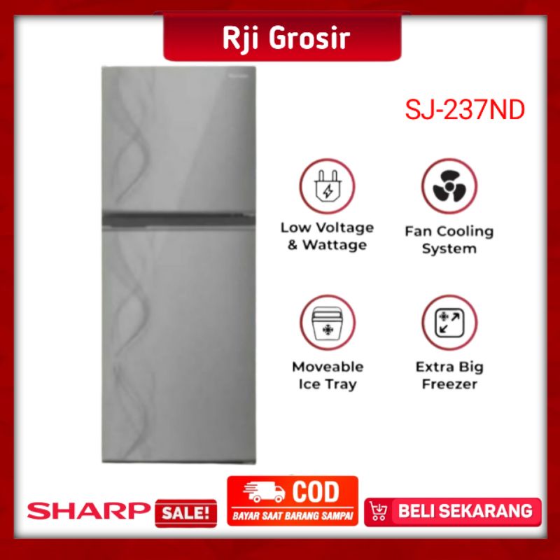 Jual Kulkas 2 PINTU SHARP SJ-237ND SJ237ND Lemari es 187 liter Kulkas ...