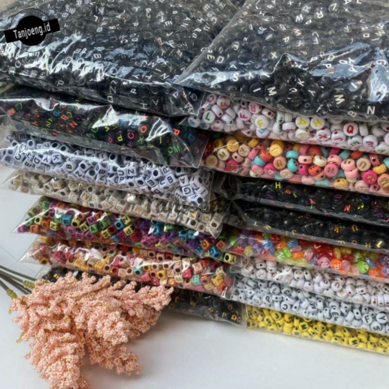 Jual (pon) Manik Mote Huruf K Balok Huruf Abjad Mute Alfabet Bahan ...