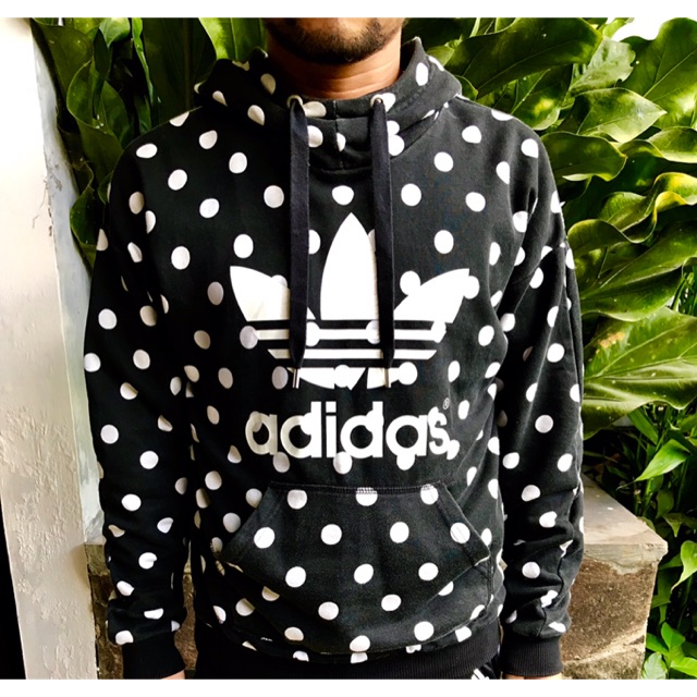 Adidas originals hoodie polkadot black