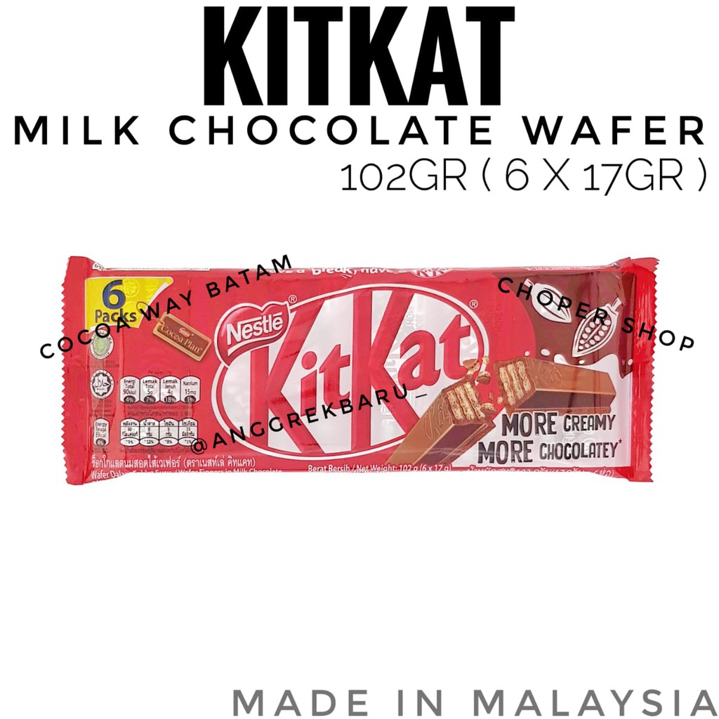 Jual Coklat KitKat Wafer 2F Bag 102gr 6x17gr / Cokelat Kit Kat | Shopee ...