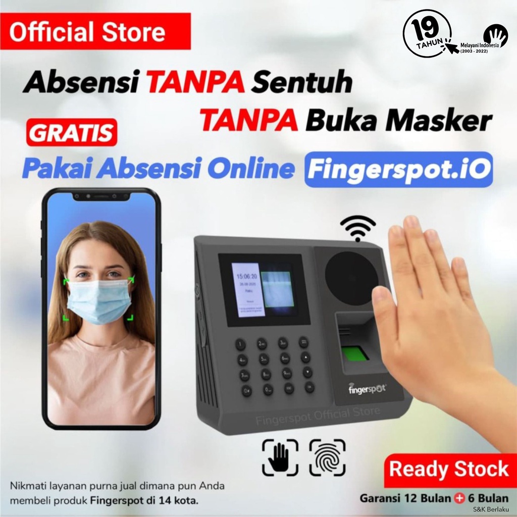 Jual Mesin Absensi Sidik Jari Telapak Tangan Vein Wifi Fingerspot Revo Wdv Bnc Support