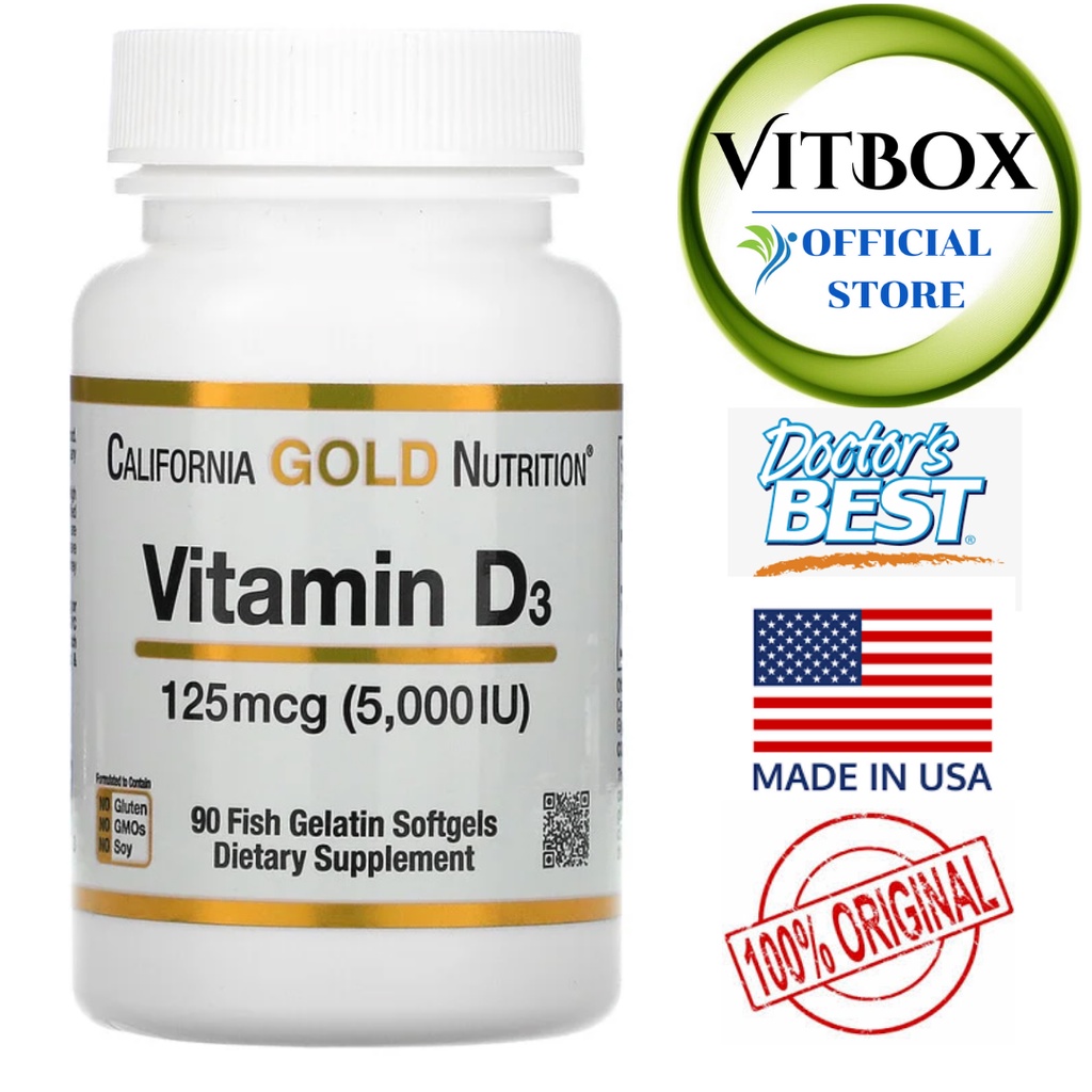 Jual California Gold Nutrition Vitamin D3 5000 IU 90 Softgels | Shopee ...