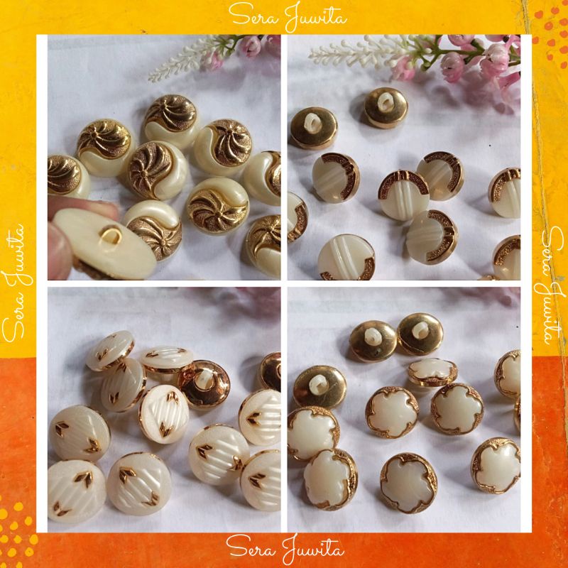 Jual (1 PCS) Kancing Jepang Emas/Mas/Gold Kecil 1,5 cm/Sedang 1,8 cm ...