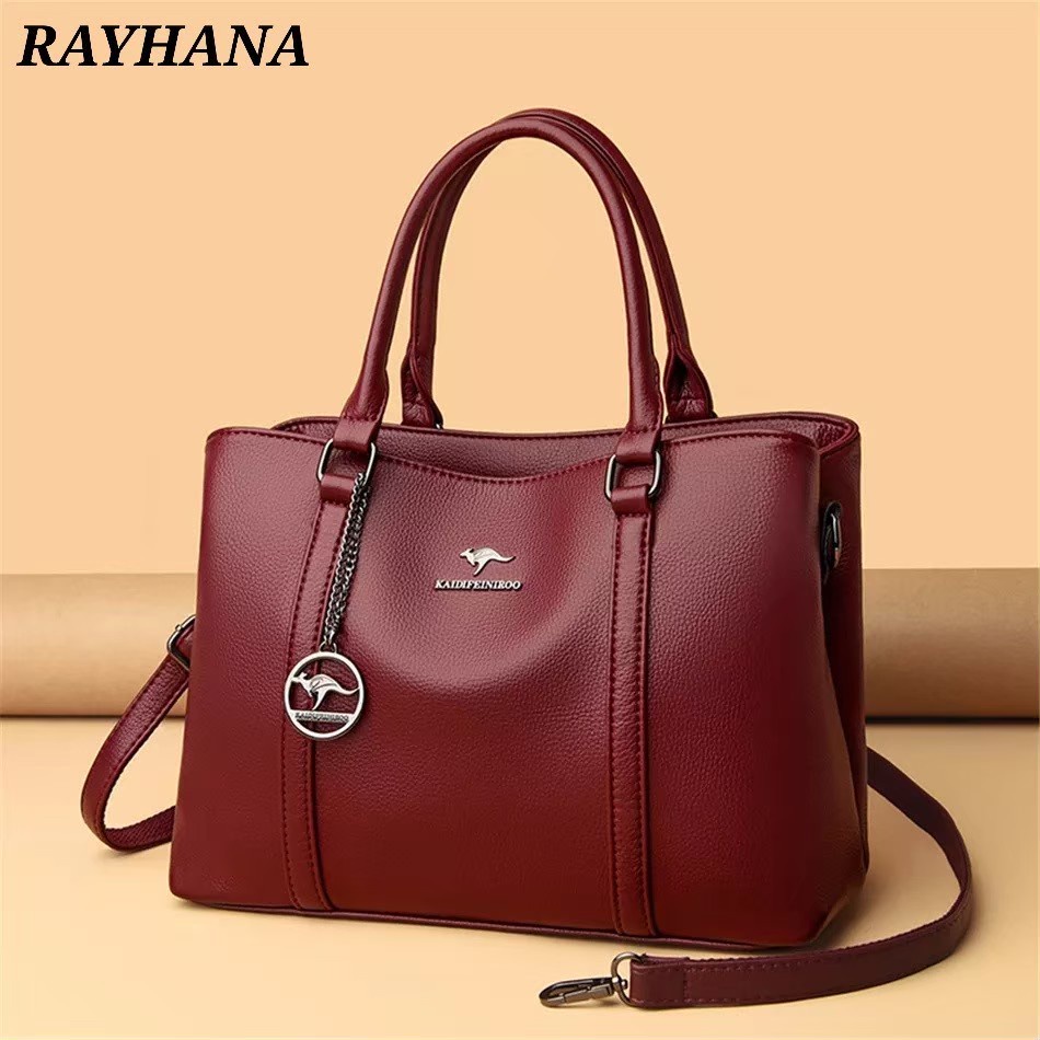 Jual FINISH Tas Kapasitas Besar Ritsleting 3 Lapisan Tas Gantung Kulit