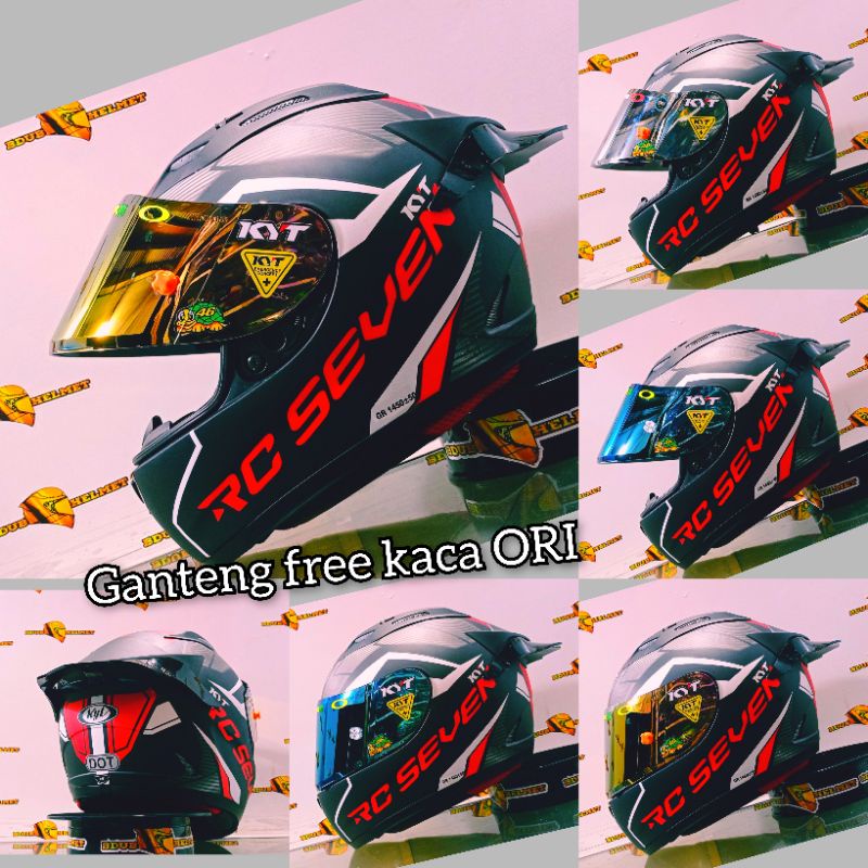 Jual HELM KYT RC SEVEN RC7 MOTIF 18 BLACK RED MATT PAKET GANTENG 100