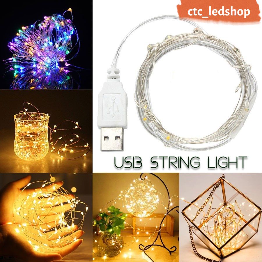Jual Lampu Kawat USB 1M / 5M Untuk Dekorasi Indoor Outdoor / Mini LED