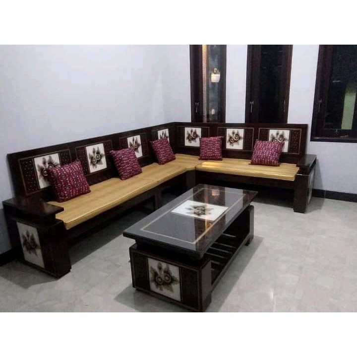 Jual KURSI SUDUT TAMU MURAH MERIAH/Kursi Tamu Pojok Kayu Jati/Kursi