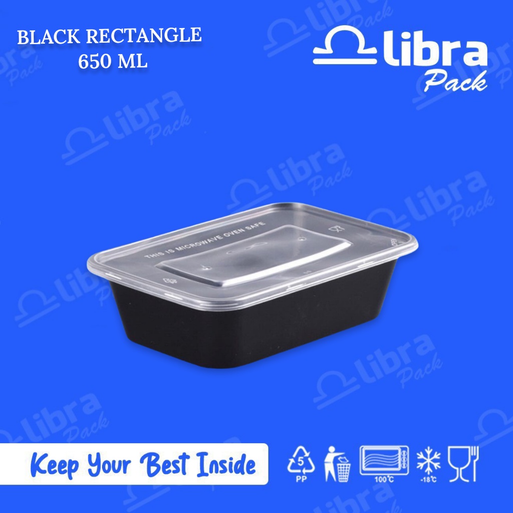 Jual Thinwall Kotak Makan Plastik Black Rect 650ml 25 Pcsfood Container Shopee Indonesia 4885