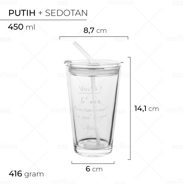 Jual Tumbler Kaca Aesthetic 450ml Gelas Minum Kopi Anti Panas Dengan Sedotan Kaca Simple Elegan 3289