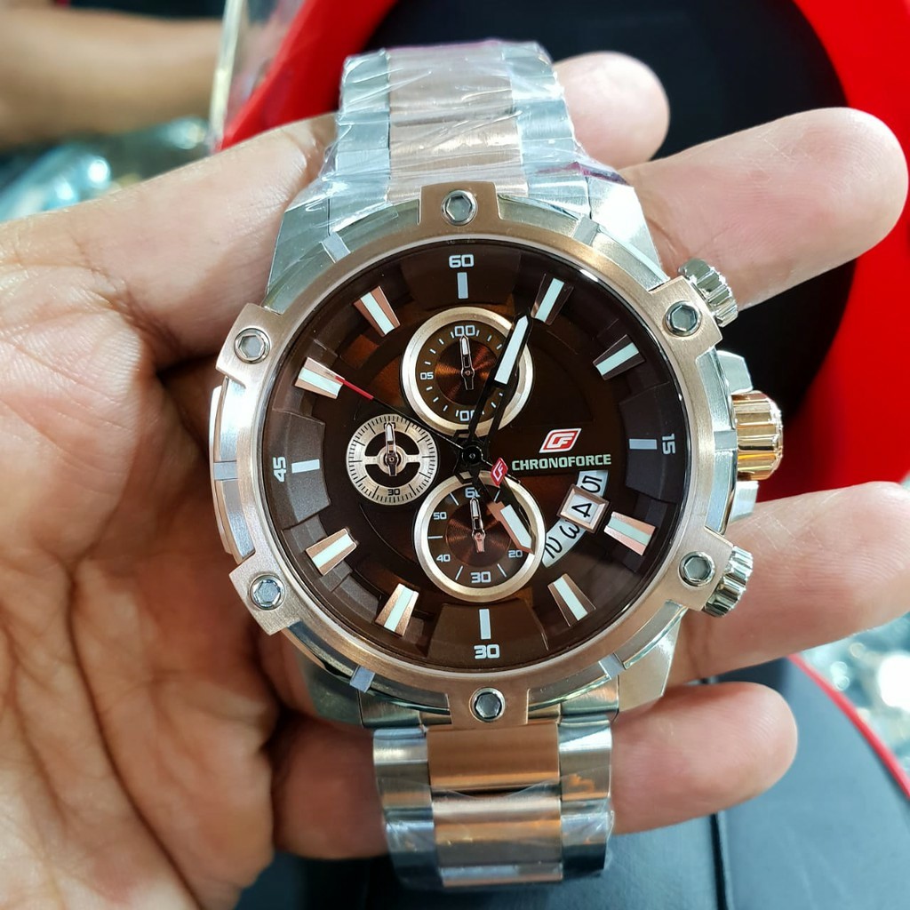 Jual CF 5320 G Chrono force jam tangan pria original stainless