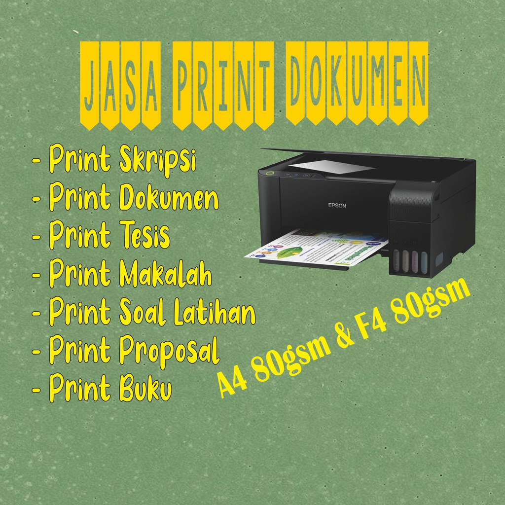 Jual JASA CETAK PRINT WARNA/BW HVS 80Gsm A4 ( Tanpa Pre-Order) Dan ...