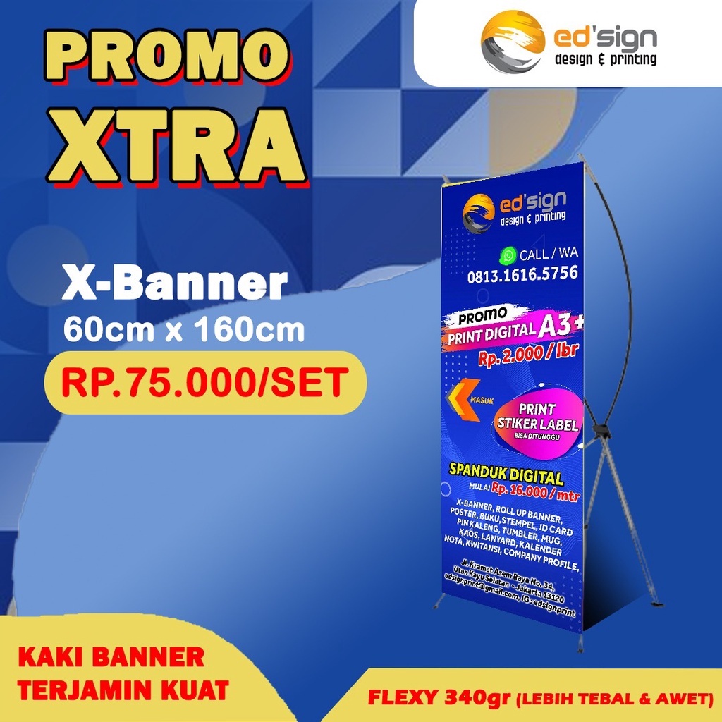 Jual Cetak X BANNER / TRIPOD BANNER /STAND BANNER Uk. 60X160 Cm ...